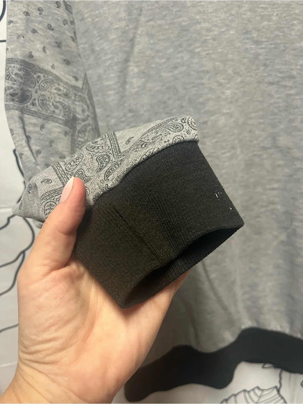 Cotton On Grey Crewneck Sweatshirt with Bandana Print Sleeves (377)
